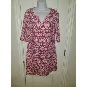 Worthington Pink and White Printed Split-Neck Tunic